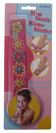 klaparmband bloemen meisjes donkerroze 22 x 3