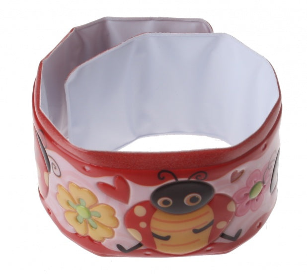 klaparmband lieveheersbeestje rood/roze 22 cm