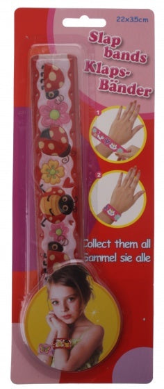 klaparmband lieveheersbeestje rood/roze 22 cm