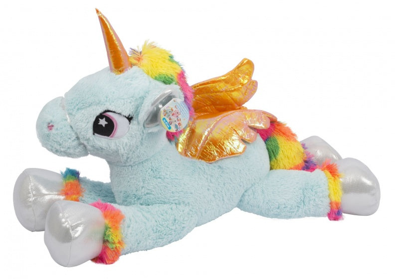 knuffel Unicorn pluche 81 cm lichtblauw