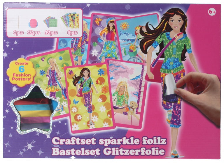 knutselset glitterkleding blauw 31-delig