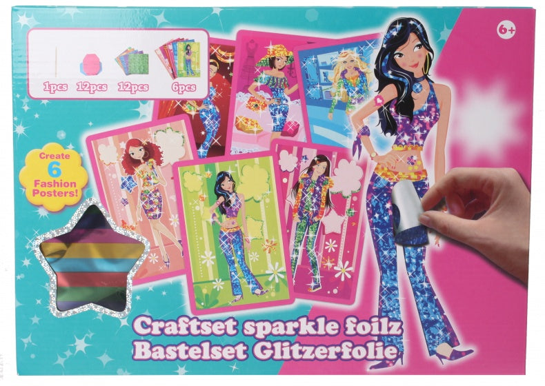 knutselset glitterkleding paars 31-delig