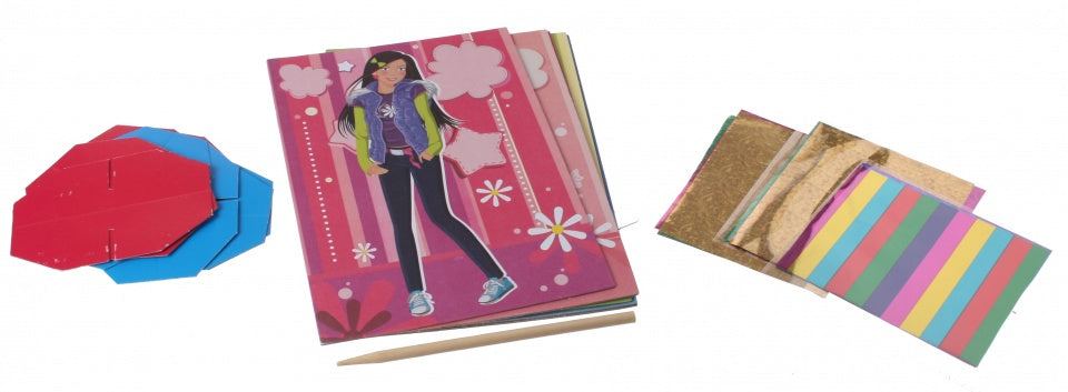 knutselset glitterkleding paars 31-delig