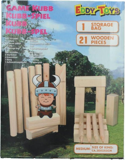 Kubb werpspel hout 21-delig blank