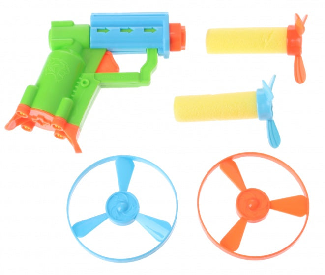 Pistool met pijlen/schijven 10 cm 5-delig groen