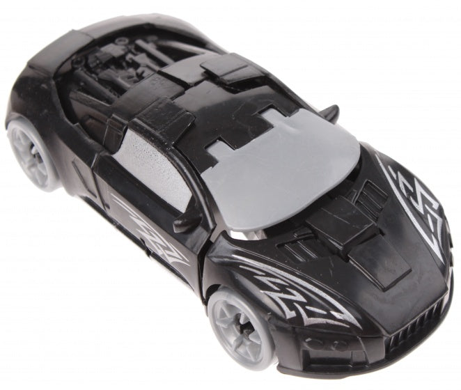 robot transformer car zwart 10 cm