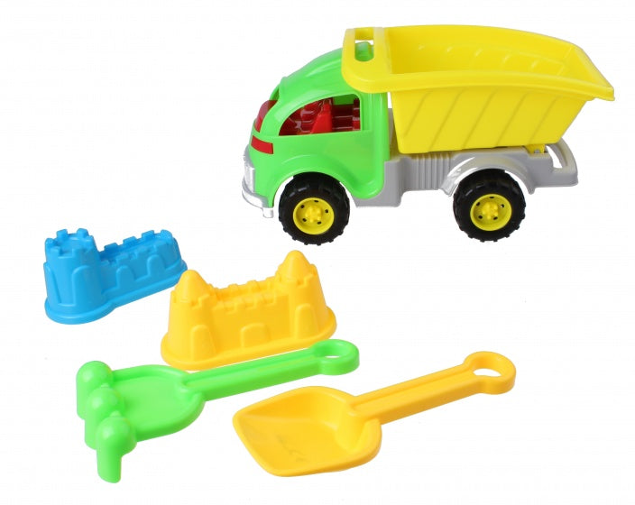 strandset met kiepwagen 5-delig groen/geel