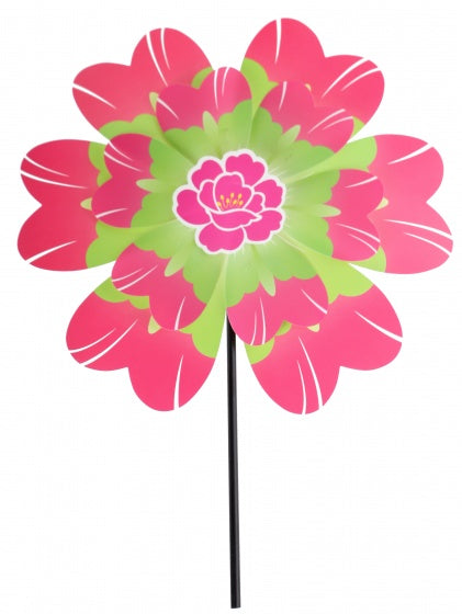 windmolen bloem roze/groen 35 cm