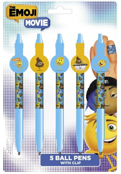 balpennen met clip 14 cm blauw/geel 5 stuks