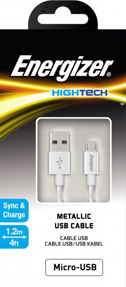 Metallic Micro USB-kabel 120 cm wit