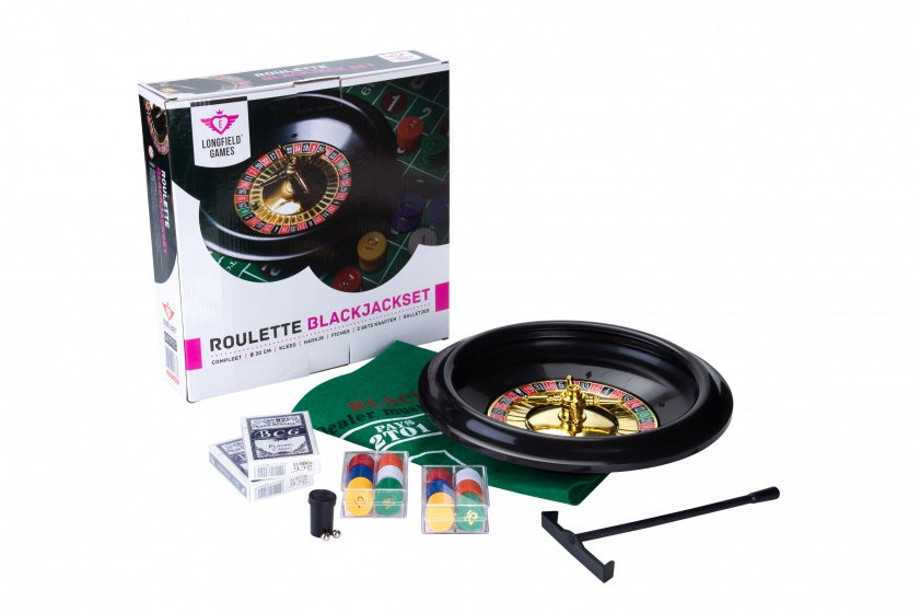roulette/blackjack set groen/zwart unisex 30 cm