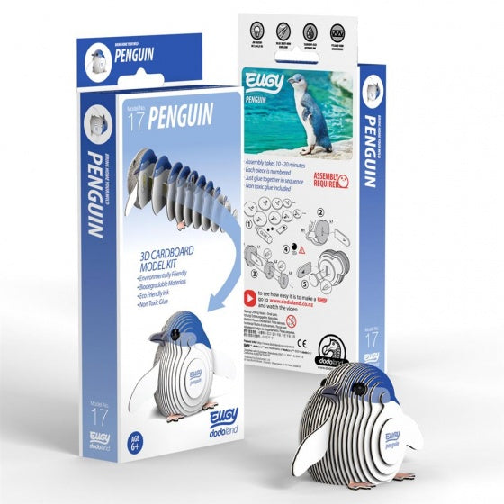 3D-modelbouwpakket pinguïn 7-delig wit/blauw