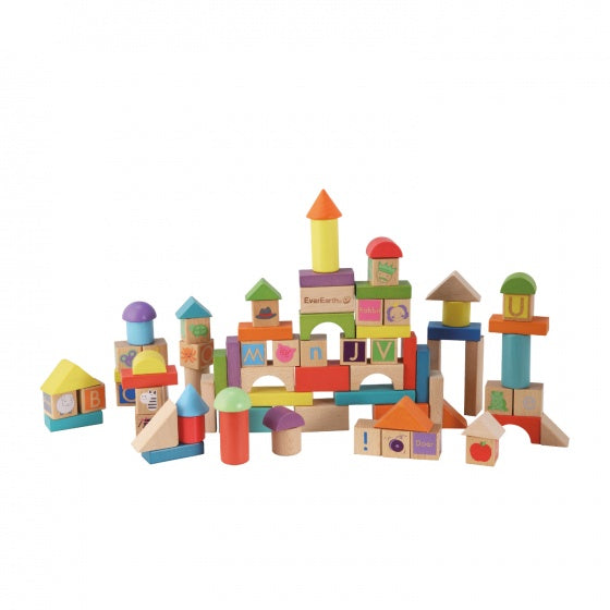 Blokken hout 80 delig multicolor vormen