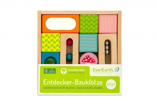 Blokkendoos hout met spiegel belletjes multicolor 18 cm