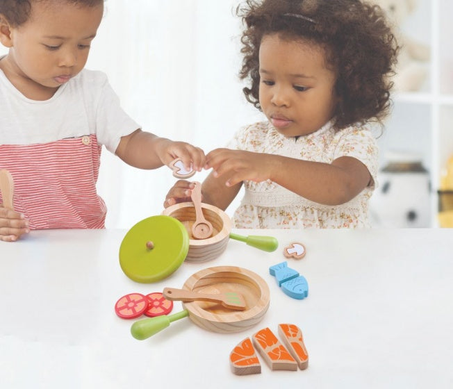 Speelgoed servies set hout multicolor