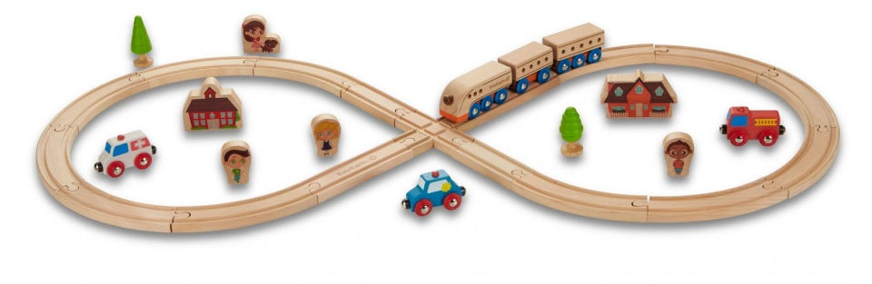 Treinrailsset hout 32-delig