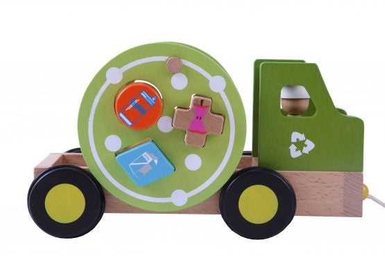 Trekfiguur recycle vrachtwagen hout vormenstoof 24 cm