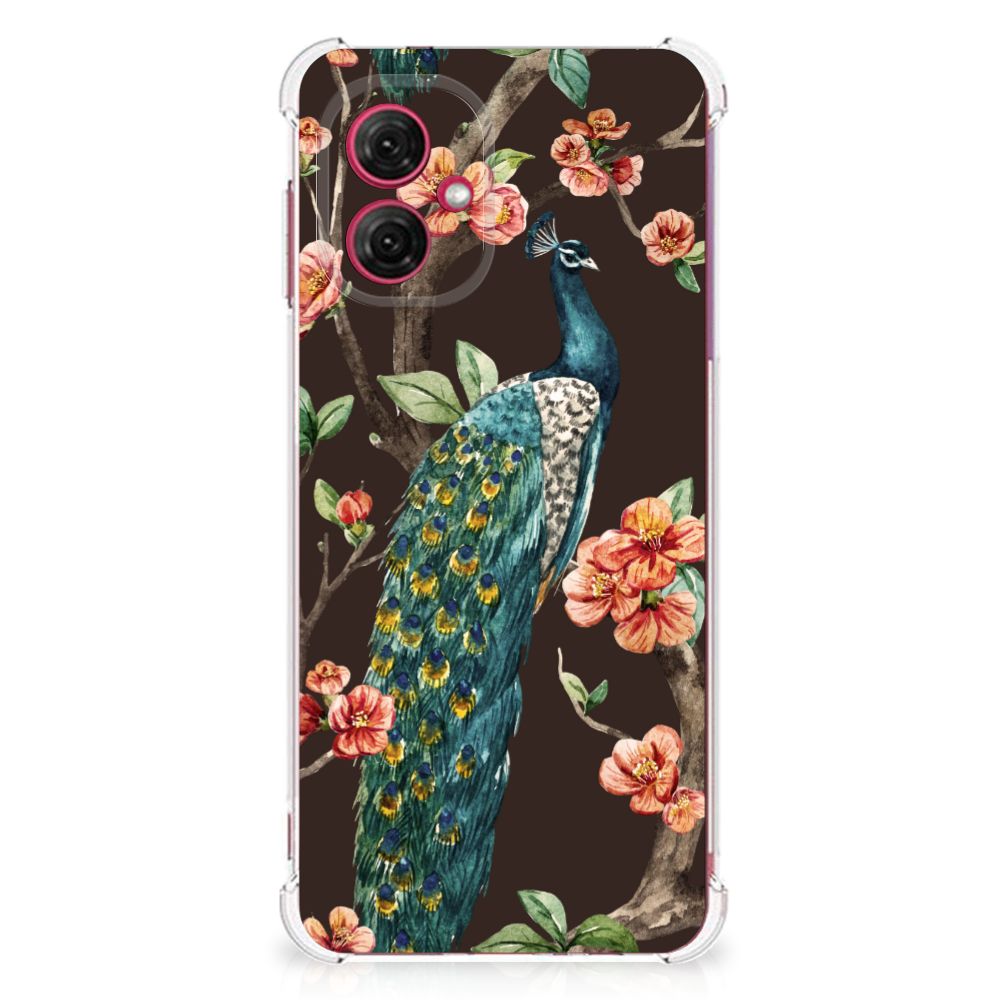 Motorola Moto G55 Case Anti-shock Pauw met Bloemen