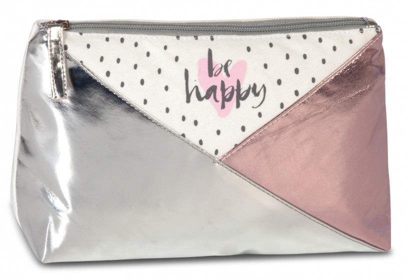 make-uptasje 22 x 16 x 7 cm zilver/roze