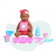 babypop Curiosete met maaltijden 40 cm roze 10-delig