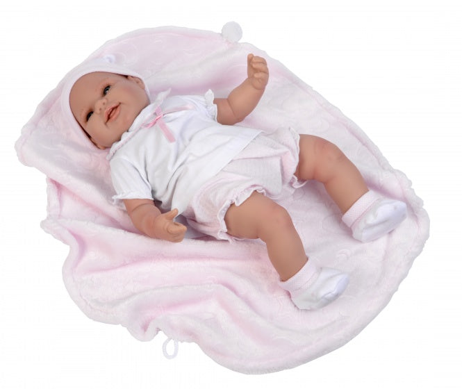 babypop Mar 45 cm met deken roze