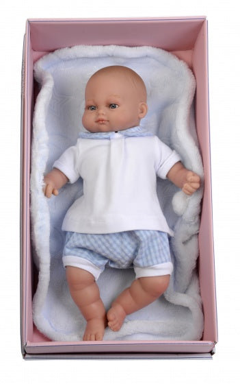 babypop Mark 30 cm met deken blauw
