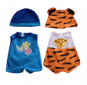 kledingsetjes voor poppen van 38 tot 40 cm blauw/tijger