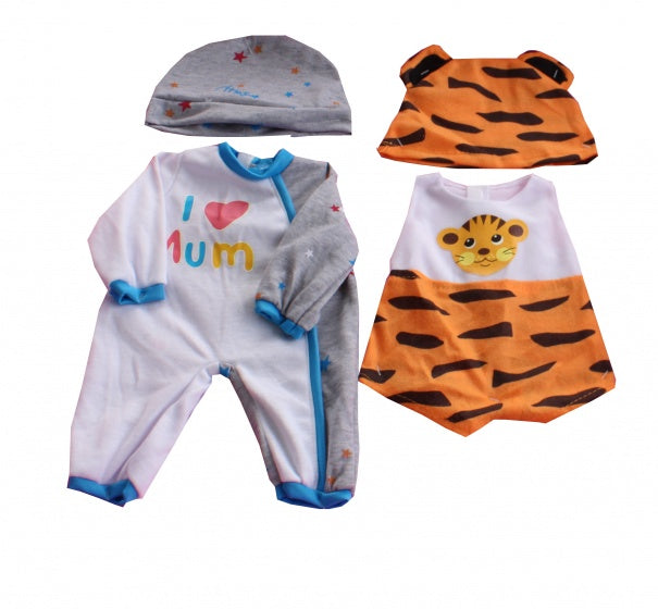 kledingsetjes voor poppen van 38 tot 40 cm grijs/tijger