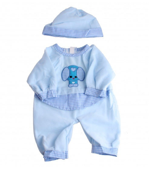 poppenkleding boxpakje Konijntje blauw 2-delig