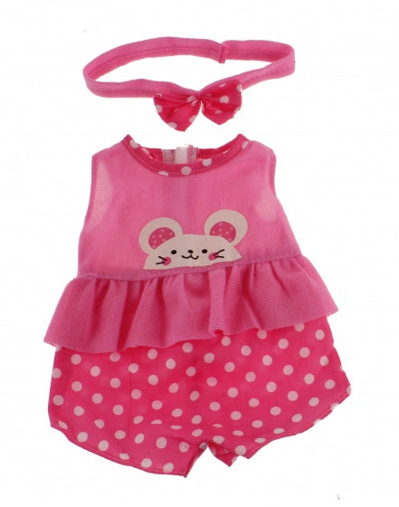 poppenkleding boxpakje stippen roze 2-delig