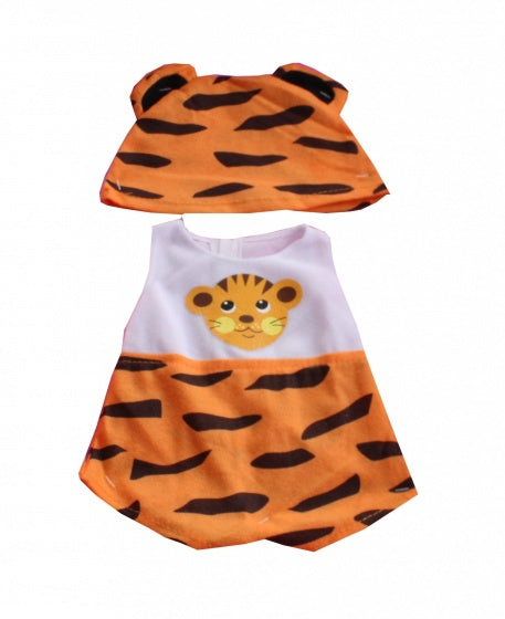 poppenkleding boxpakje Tijger oranje 2-delig