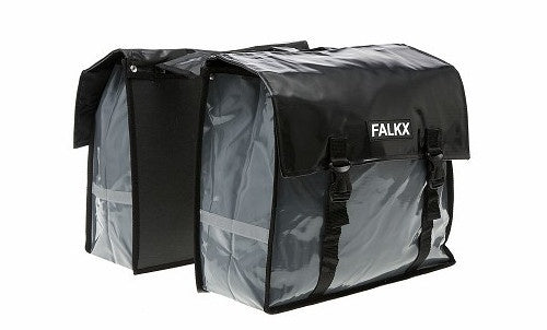 dubbele fietstas Bisonyl 40 liter grijs/zwart