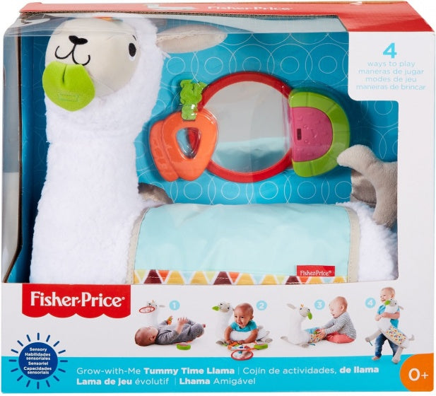 knuffeldierkussen Tummy Time Lama 43 cm pluche wit