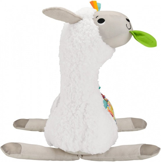 knuffeldierkussen Tummy Time Lama 43 cm pluche wit