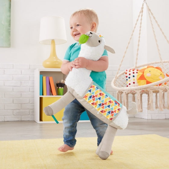 knuffeldierkussen Tummy Time Lama 43 cm pluche wit