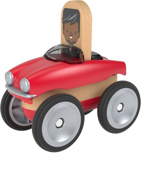 Wonder Makers auto 9 cm rood/blank 4-delig