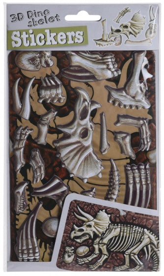 3D-stickers skelet - Triseratops rood