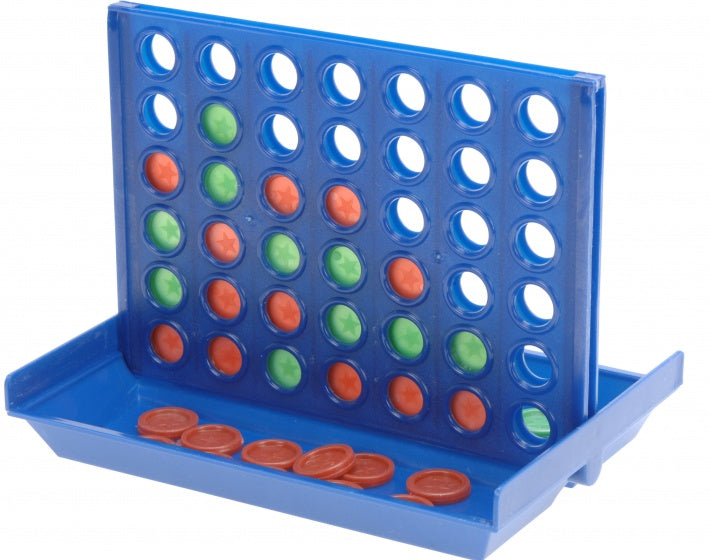 4-op-1-rij reisspel junior 15 cm blauw/rood/groen