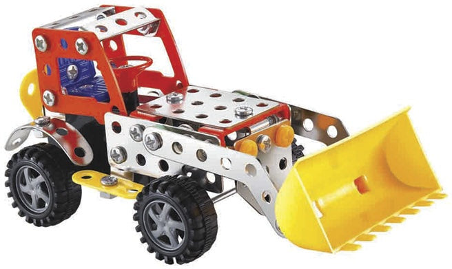 bouwpakket graafmachine 114-delig rood/geel