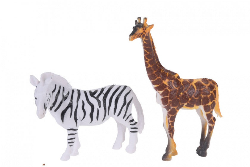 dierenset 2-delig giraffe en zebra 8 cm
