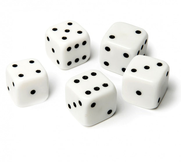 dobbelstenen 5 stuks wit
