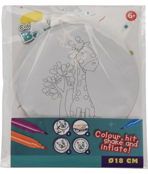 inkleur ballon zelfopblaasbaar 18 cm giraffe