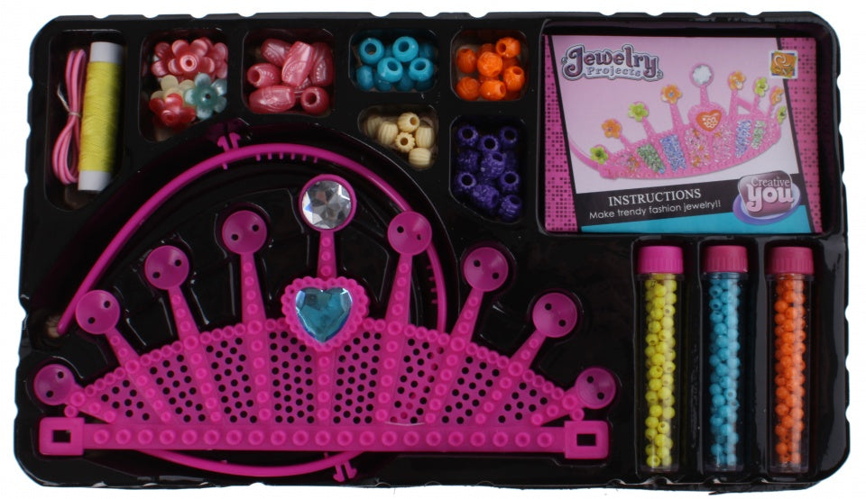 juwelenset DIY kroontje roze 13-delig