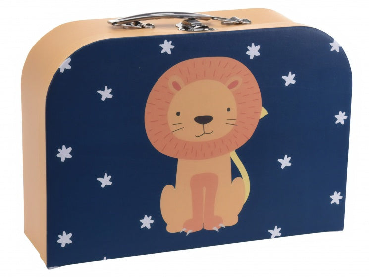 koffer 20 cm leeuw donkerblauw/bruin