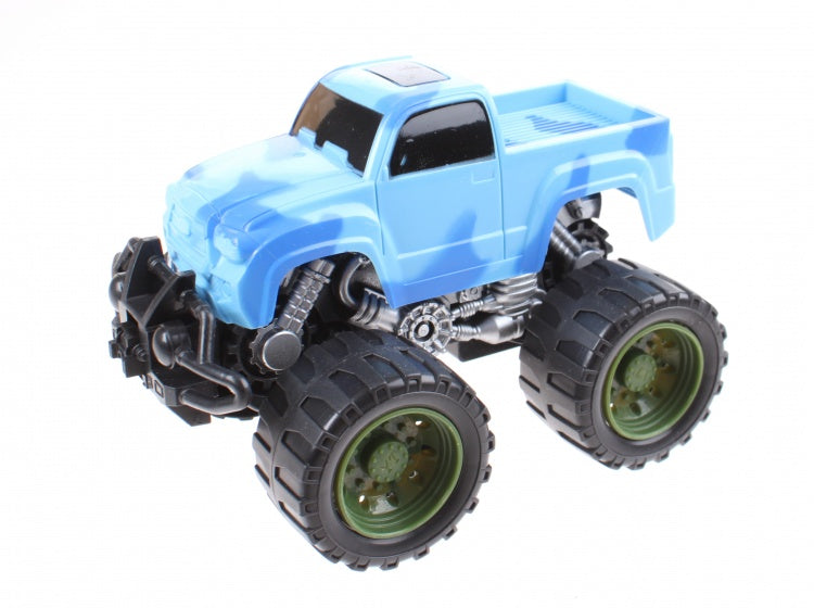 Monstertruck frictiemotor blauw 14 cm