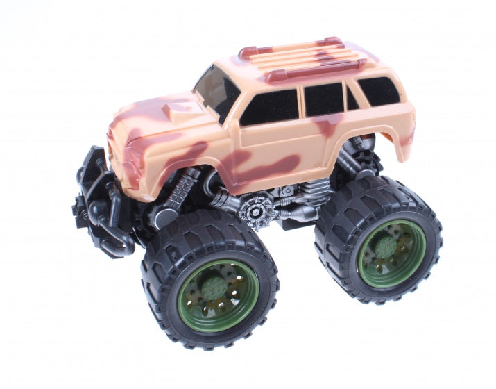 Monstertruck frictiemotor bruin 14 cm