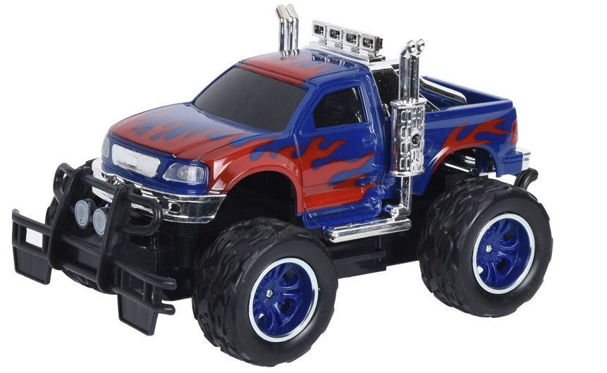 monstertruck vlammen 15 cm blauw/rood