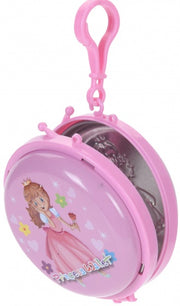 opbergdoosje sleutelhanger prinses 8 cm roze