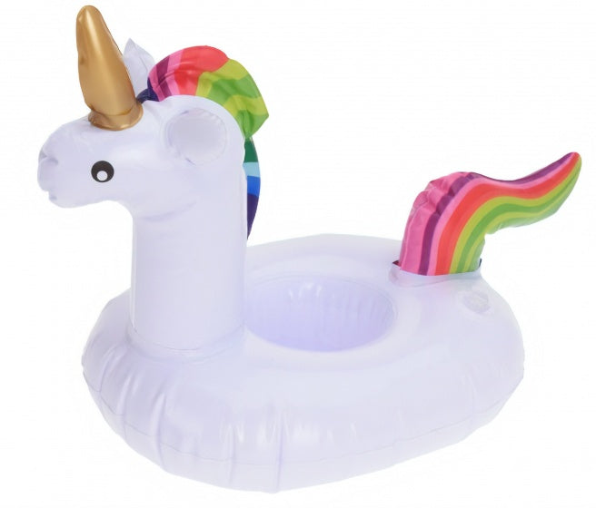 opblaasbare bekerhouder 18 cm eenhoorn wit