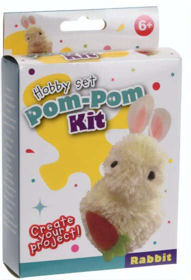 pom-pom set konijn 14 cm multicolor